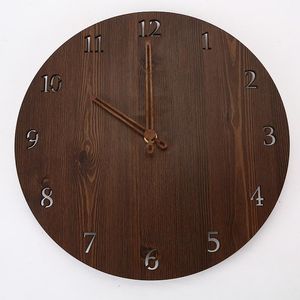 Orologi da parete Orologio marrone Studio in legno Soggiorno semplice Arte Muto Decor Design moderno 6W337