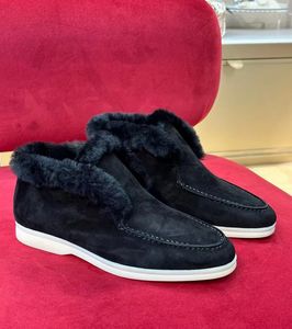 Inverno caldo Marche Scarpe casual Stivali in pelle vellutata Scarpe eleganti da uomo Loro Moda Stile britannico Uomo Donna Mocassini pigri Scarpe basse da passeggio 36-46