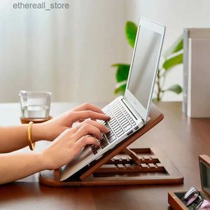 Tastaturen Tragbarer Laptop-Ständer aus Holz Notebook-Stützbasishalter Desktop-verstellbarer Riser-Kühlhalter für Laptop-Tablet-Zubehör Q231121