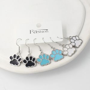 Conjunto de 3 pares de brincos pendentes esmaltados, brincos com estampa de pata de cachorro e gato para mulheres, joias de presente