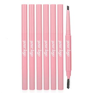 Realçadores de sobrancelha Personalizado Maquiagem Natural Dupla Cabeça Super Fina Lápis de Sobrancelha À Prova D 'Água Duradouro Olhos Preto Marrom Make Rotatable Up DIY Pen 231120