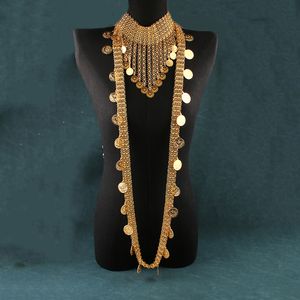 Set di gioielli da sposa Dicai Set di lusso Moneta curda di alta qualità Ciondolo placcato oro Collana larga Combinazione catena a tracolla lunga 230420