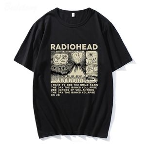 Erkekler Radiohead Vintage Baskı Tişört Mens Büyük Boy 100 Pamuk UNISEX T GREST Hip Hop Rock Grup Müzik Albümü Tees Harajuku Erkek Tops 230421