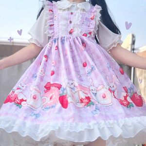 Vestidos casuais mulheres japonesas lolita princesa vestido sem mangas suspensas