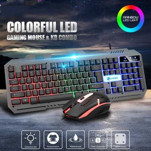 Keyboards 104 Keys Metal Panel Wired Mechanical Keyboard Mouse Set Rgb Light Backlit Esports Full Non-Impact Game Computer Keyboard Q231121