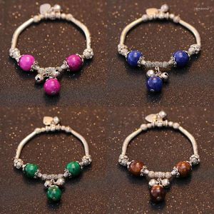 Charm Bracelets Antique Silver Plated For Women Glass Beads Ethnic Tibetan Jewelry