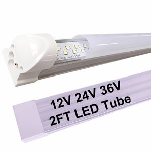 LED Tubes 2Ft 60CM 12 Inch 12V Strip Lights Bar Interior DC/AC 9-36V V Shaped Integrated T8 LED Shop Light Fixture LED Cooler Door lighting Fluorescent Bulbs usastar