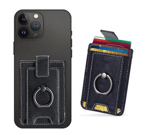 Telefonun arkası için halka ve toka rfid kartı tutucu cepli kendi kendine yapışkan telefon cüzdanı
