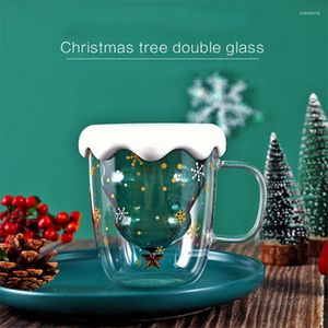 Mugs Double-Layer Borosilicate Insulated Transparent Christmas Gift Creative Healthy Heat-Resistant Tea Juice Milk Christma