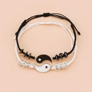 Charm armband svartvitt tai chi yin yang sömmar par armband för kvinnor män mode vänskap armband smycken gåvor