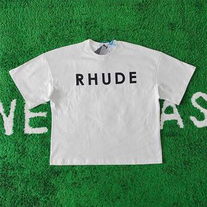 Designer Fashion Abbigliamento Tees Magliette High Street Trend Brand Rhude Simple Letter Pure Cotton Versatile Loose Bottom Shirt T-shirt Uomo Donna Top Streetwear Hip hop