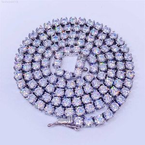 Selling Silver 925 Hip Hop Jewelry 4mm Necklace Tennis Chain Bracelet Moissanite Tennis Chain