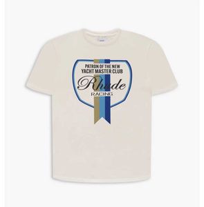 Abbigliamento di moda firmato T-shirt T-shirt Rhude Summer Flag Logo T-shirt a maniche corte stampata T-shirt alla moda in cotone sciolto bianco Top estivi da uomo Cotton Streetwear