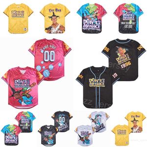 Baseball Moive 1996 EIGHT BALL RACING Maglie NON ESSERE UNA MINACCIA 00 Loc Doc All Stitched Team Nero Bianco Giallo Rosa Cool Base Cooperstown Retro University Uniform Men