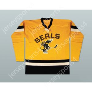 Personalizado SAN FRANCISCO SEALS OLD SCHOOL HOCKEY JERSEY NOVO Top Costurado S-M-L-XL-XXL-3XL-4XL-5XL-6XL