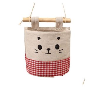 Other Home Storage & Organization Cute Cotton Linen Hanging Organiser Wall Mounted Wardrobe Closet Organizer Cosmetic Toys Storage Bag Dh7Y3