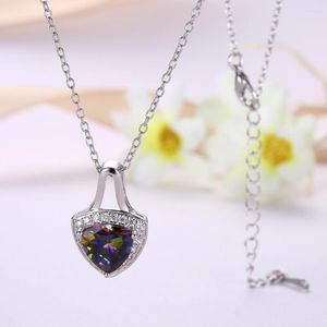 Pendant Necklaces Statement Necklace Silver Color Overlay Mystic Cubic Zirconia Pendants For Women Jewelry AP2025