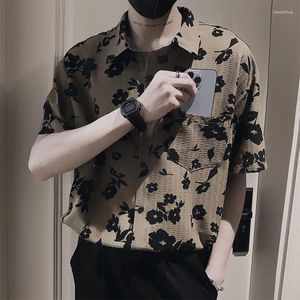 Camicie casual da uomo 2024 allentate per uomo camicia a maniche corte con stampa floreale di cocco tropicale moda estiva pulsante vacanze top B44