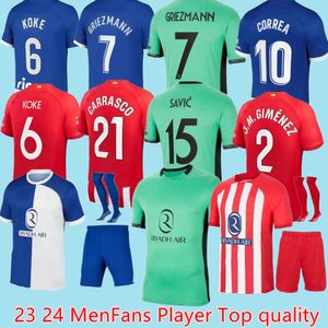 2023 2024 Atletico Madrid MORATA Maglia da calcio 23 24 KOKE GRIEZMANN MEMPHIS CORREA S.LINO M.LLORENTE MOLINA SAUL REINILDO J.M.GIMENEZ maglia da calcio per bambini Kit uniformi