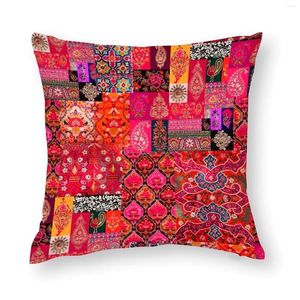 Pillow Case HQ Bohemian Traditional Oriental Moroccan Collage Style Artwork. Polyester Decorative Pillowcases Throw Cover