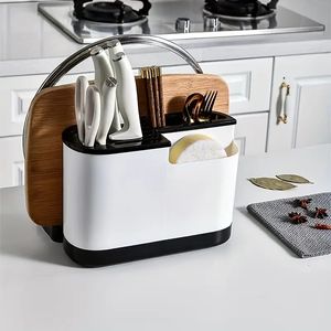 1 pz, porta utensili, porta posate, porta tagliere multifunzionale, portaoggetti integrato per forniture da cucina, porta bacchette, porta copri pentola