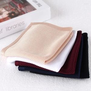 Bow Ties Men's Suit Accessories Small Square Scarf Solid Knitting Pocket Towel Bridegroom's Wedding Chest Black Wine Red