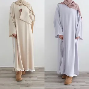 Ubranie etniczne muzułmańska abaya dwuczęściowy zestaw Dubai Turkish White Wewnętrzna sukienka dla kobiet afrykański kaftan szat Eid Mubarak Islamskie stroje