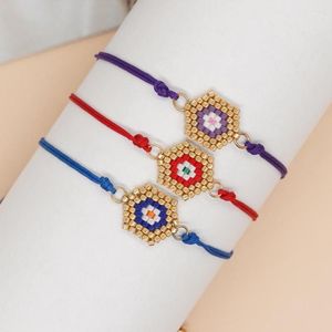 Strand Rice Bead Bracelet Devil's Eye Personalized Fashion Hand Knitting Simplicity Hexagonal Bohemian Adjustable Beaded