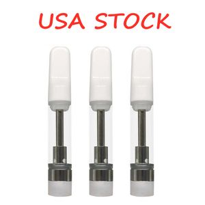 Ceramic Coil Vape Cartridges USA STOCK 1.0ml Capacity White Black Colors Screw Top 510 Thread Clear Glass Tank Carts Electronic Cigarettes Empty