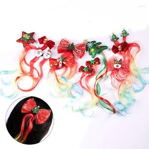 Hair Accessories Christmas Bows Tree Clips Wig Girl Sparkly Santa Claus Xmas Hairpins Party Decor