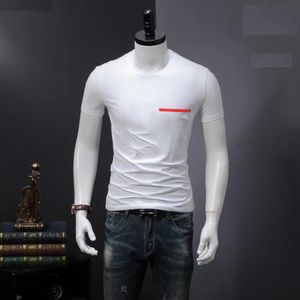 Camiseta masculina verão curto moda casual topo cor sólida de alta qualidade designer camiseta esportes apertado manga curta masculina