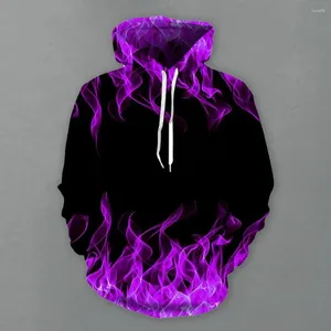 Men's Hoodies Men Fall Winter Hoodie Color Matching 3D Flame Print Hip Hop Unisex Sweatshirt Loose Hooded Thick Warm Couple Halloween