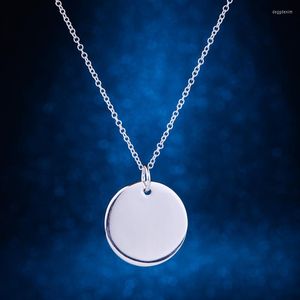 Pendanthalsband silverpläterade halsband mode smycken disk glänsande /cetakwaa dwbamnia lq-p137