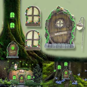 Garden Decorations Miniature Garden Statue Fairy Gnome Home Window Door Glow in the Dark Outdoor Decoration Tree Hugger Elf Home Yard Art Figurer 231120