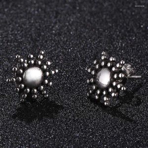 Studörhängen Fashion Sun Accessories for Women Girls Rostfritt stål Blommaör Eörn Studs Silver Color Piercing Smycken SP0581