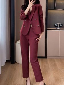 Calças femininas de duas peças moda coreana elegante mulheres blazer pantsuit escritório senhoras casual colheita jaquetas e peças conjunto feminino roupas formais