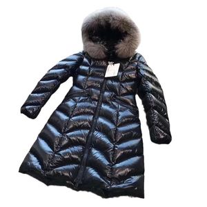 2023 Bright Long Thicker Down Jacket Fox Fur Collar Waist Slimming Body Parkas