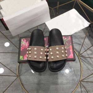 Designer maschili pantofole da donna con box polvere originale fiori neri tela scarpe verdi sandali estivi di lusso