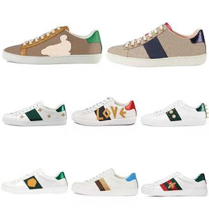 Sapatos Tênis Casuais Tênis de Couro Caminhada Sapatos Esportivos Designer Ace Classic Stripes Tênis Homens Mulheres Bee Chaussures