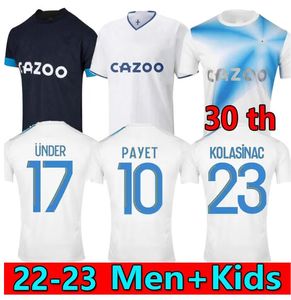 2023 2024 Maillot Marseilles Futbol Formaları De Foot Kids Kit Om Olympique 23/34 Futbol Gömlek Marseilles 30 Yıllık Yıldönümü Özel Tren Guendouzi