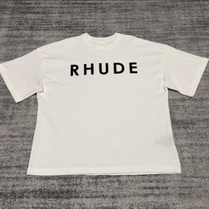 Modne ubrania od projektantów Koszulki Koszulki Rhude American High Street Baner z literami Nadrukowana para Luźna koszulka z krótkim rękawem Topy Streetwear Hip hop Odzież sportowa