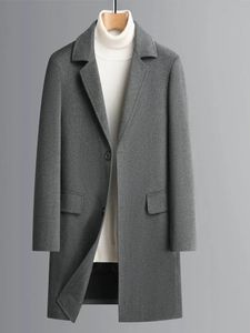 Men' Blends 2023 Winter Man Gray Black Cashmere Overcoat With Puff Detachable Vest Lining Design Thick Thermal Sheep Coat Male Outfits 231121