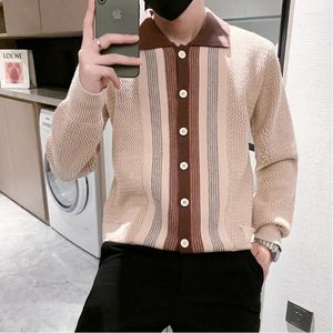 Erkek Sweaters Erken Sonbahar Kazak hırka ince fit patchwork örgü şık rahat üst dış giyim dip
