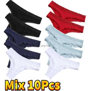 10PCS Mix Lace Women Cotton Thongs Sexy Lingerie Female Underwear G-strings Ladies Panties Calzones Mujer Hot 2023L231121