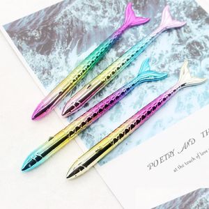 Ballpoint Pens Fashion Kawaii Colorf Mermaid Student Writing Gift Novelty Pen Stationery School Office Supplies W0008 Drop Delivery Dhg4Q