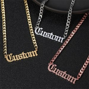 Pendant Necklaces Customized Old British Cuban Name Necklace Fashion Stainless Steel Mens Jewelry Gifts 231121