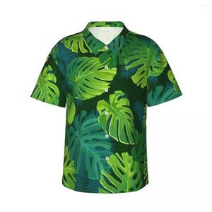 Camicie casual da uomo a maniche corte Palma tropicale Foglie di Monstera Camicia a foglia di giungla Abbigliamento da spiaggia Top per personalità