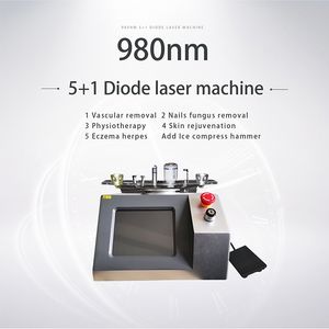 Tratamento multifuncional do laser do diodo 980nm unhas fungos bactérias que matam a remoção vascular dos vasos sanguíneos antiinflamatório anti-inchaço 6 em 1 máquina