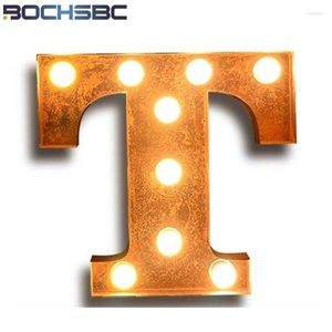 벽 램프 BOCHSBC IRON 로고 T LETTRICT LIGHT LIGHT VINTAGE LAMPS 장식 배경 조명 금속 알파벳 SCONCE LED LAMPARA