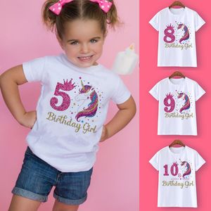 T-Shirts Einhorn Geburtstag Shirt 1 12 T Wild T-Shirt Mädchen Party T Thema Kleidung Kinder Geschenke Mode Tops T-Shirt 230420